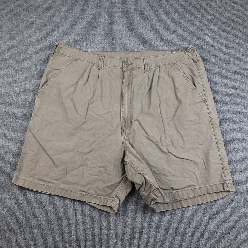 Wrangler Shorts Mens 42 Khaki‎ Chino Pleated Elastic Waist Zip Fly Cotton Casual